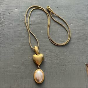 Soho Designs Long Gold Tone Heart Necklace